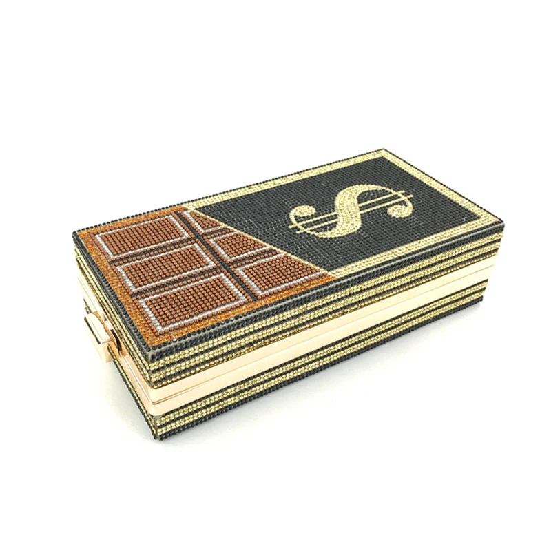 Flat Oblique View of YNSSK Dollar Chocolate Shaped Evening Bag
