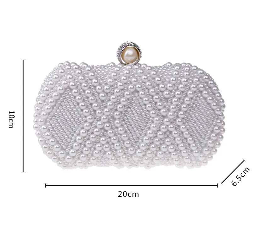 YNSSK Silver Beaded Bridal Clutch Evening Bag Size