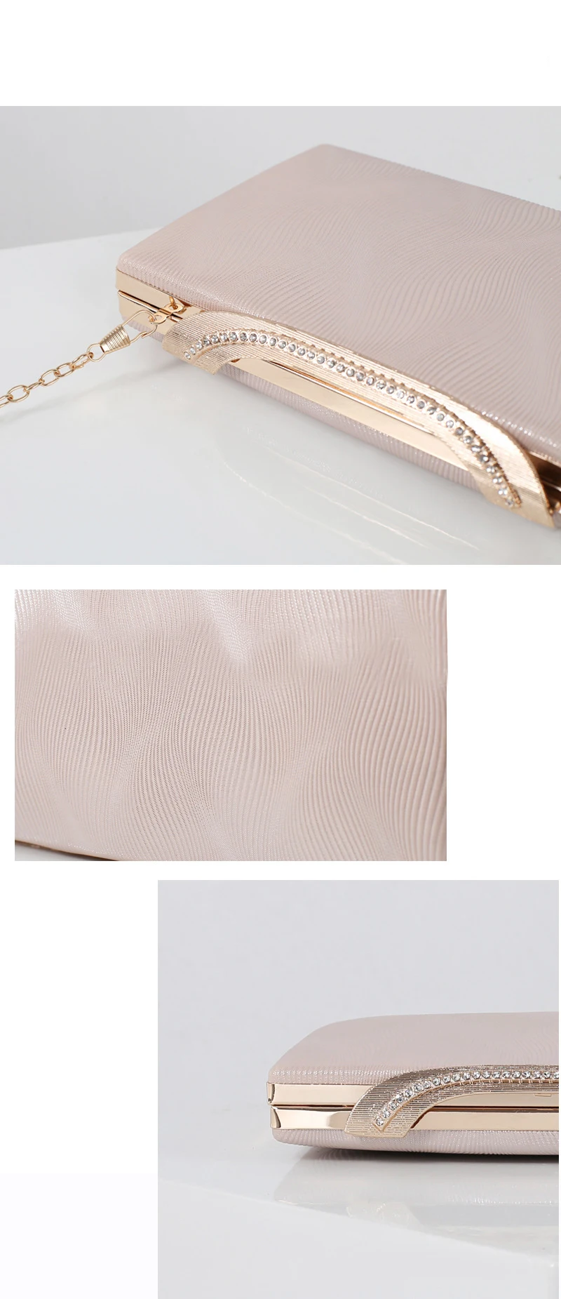 YNSSK Pink PU Leather Clutch Bag Detail