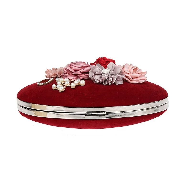 YNSSK Wine Red Floral Clutch Bag Bottom View