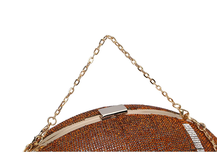 YNSSK Brown Unique Sequin Rugby Clutch Bag Top View