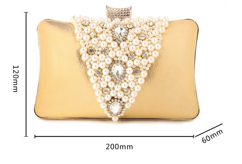 YNSSK Beads Faux Leather Clutch Bag with Handle Szie