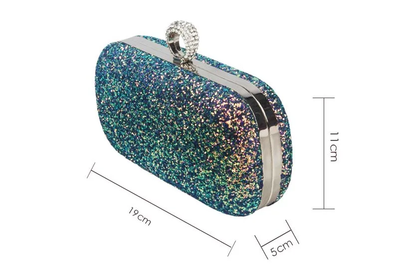 YNSSK Green Sequin Clutch Bag Size