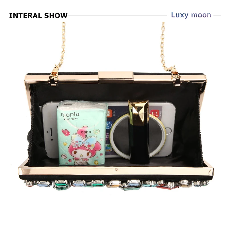 YNSSK Rainbow Crystal Clutch Bag Inside View