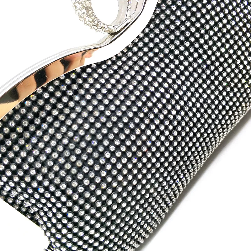 YNSSK Clutch Purse for Wedding Black Metal Lock Detail