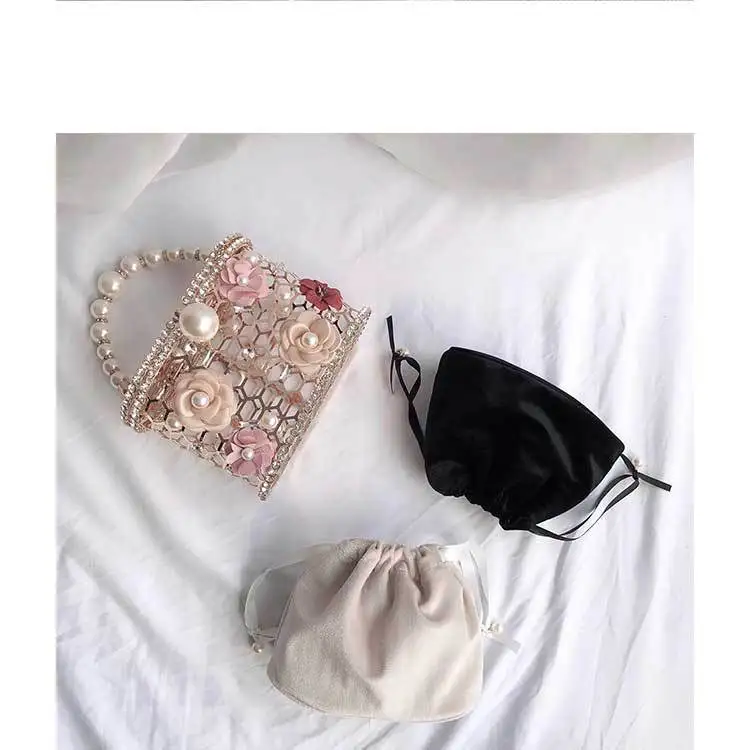 YNSSK Floral Metal Case Basket Clutch Bag Available Colors
