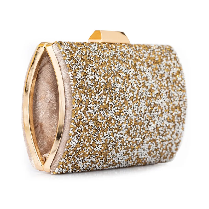 YNSSK Gold Sequin Clutch Bag Side View