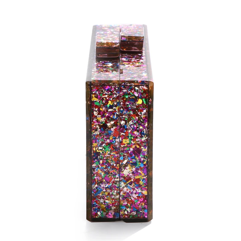 YNSSK Multicolor Sequin Acrylic Clutch Side View