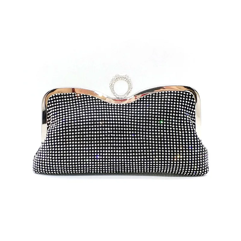 YNSSK Clutch Purse for Wedding Black Front View