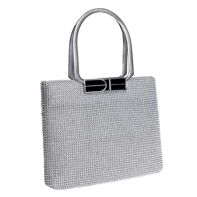 YNSSK Large Silver Evening Clutch Bags Side View