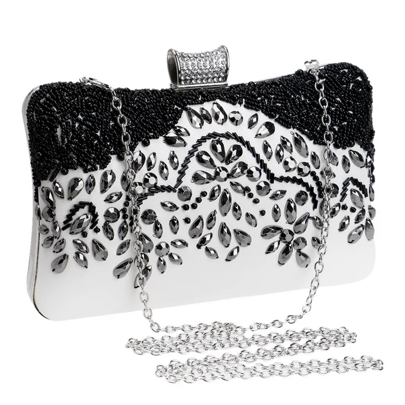 YNSSK Black And White Clutch Bags For Weddings Side View