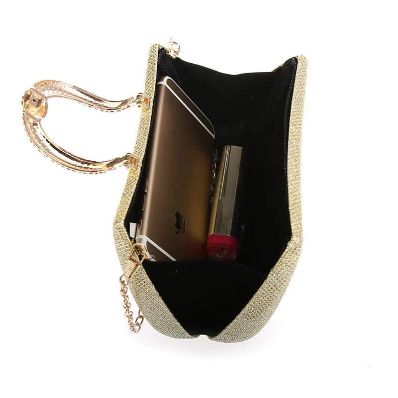 Inside the YNSSK Gold Shiny Clutch