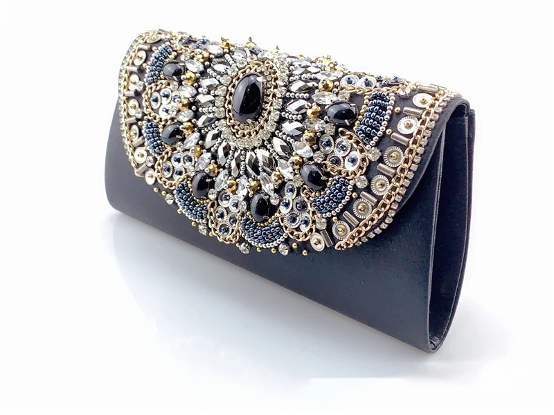 YNSSK Black Leather Envelope Purse Side View