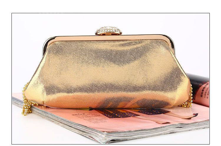 YNSSK Gold Tassel Rhinestone Clutch Bag Back View