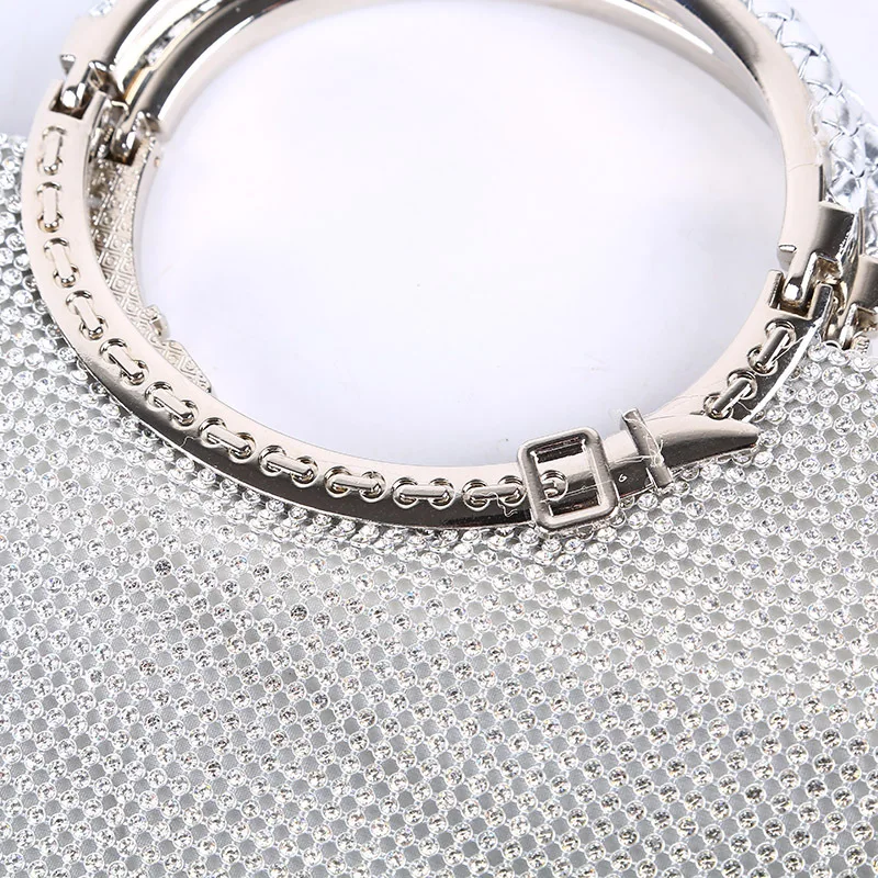 YNSSK Large Silver Clutch Bag Top Detail View