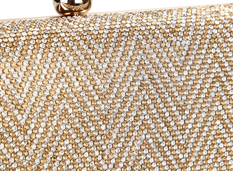 YNSSK Bling Rhinestone Stripe Clutch Bag Surface Detail View