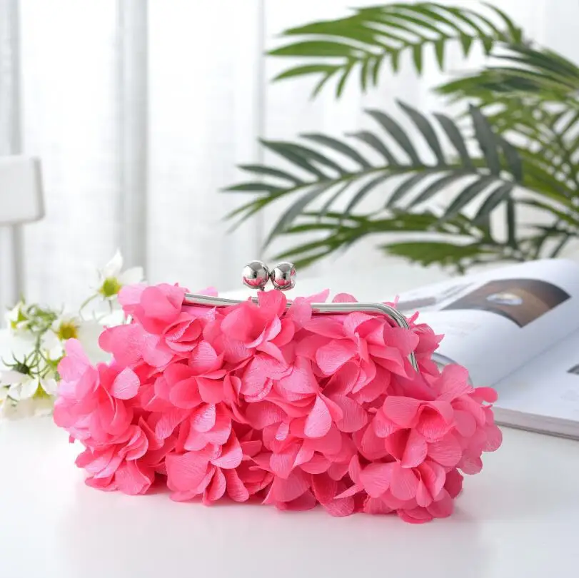 YNSSK Rose Red Floral Clutch Bag Front View