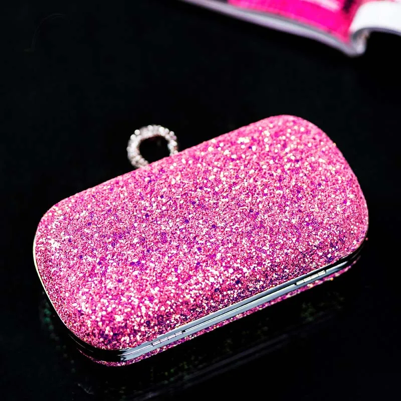 YNSSK Pink Sequin Clutch Bag Bottom View