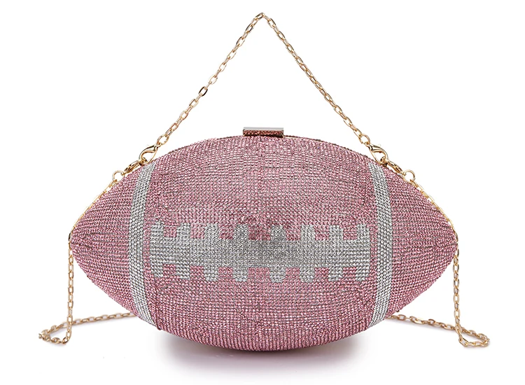 YNSSK Pink Unique Sequin Rugby Clutch Bag Front View