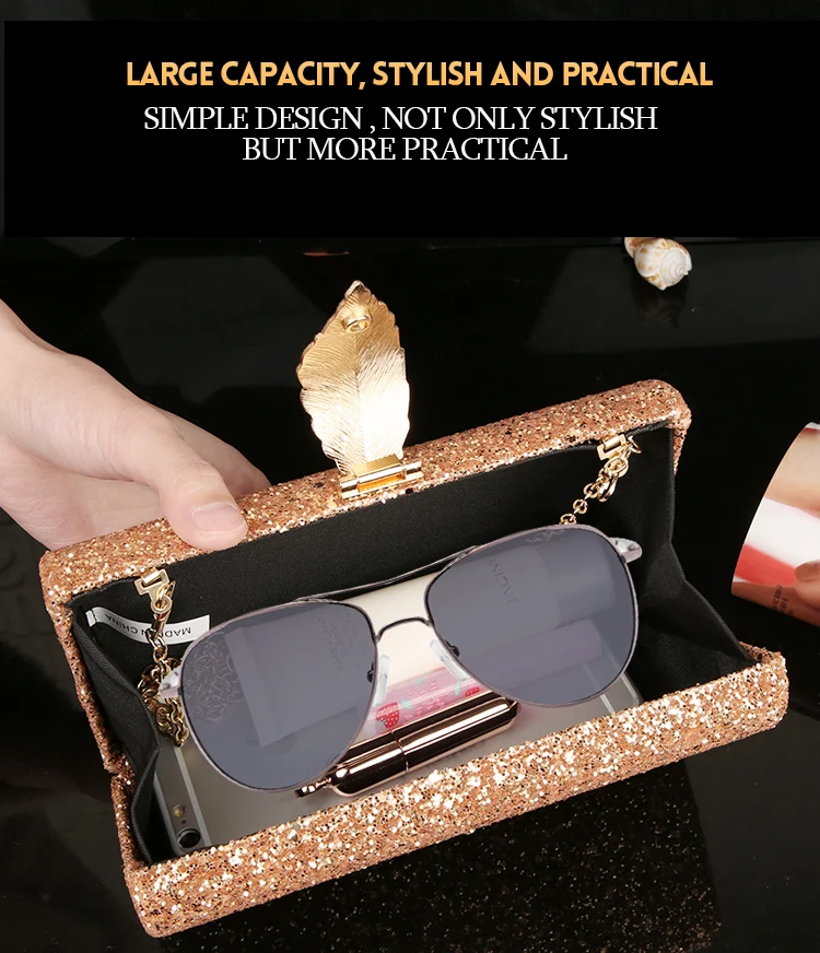 YNSSK Gold Sequin Clutch Bag Inside View
