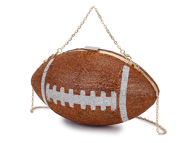 YNSSK Brown Unique Sequin Rugby Clutch Bag Side View