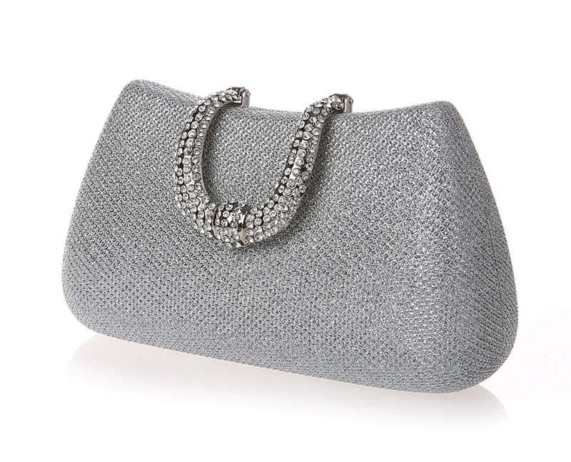 YNSSK Ladies Silver Evening Bags Side View