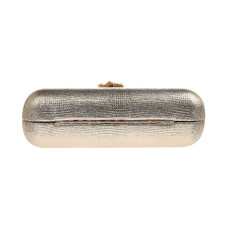 YNSSK Gold Leather Hand Clutch Bottom View