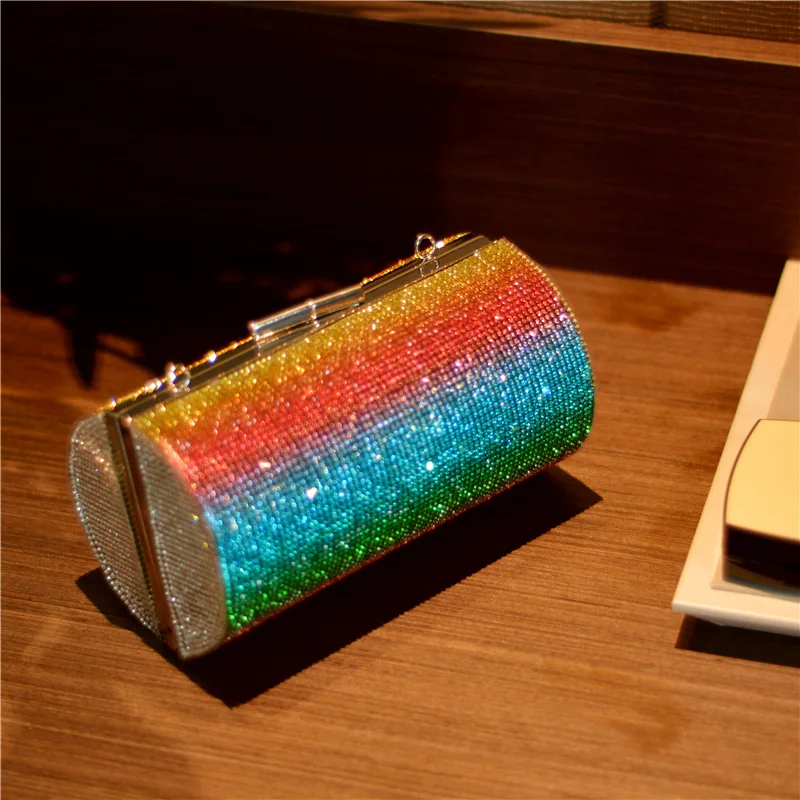 Oblique View of YNSSK Rainbow Cylinder Evening Bag