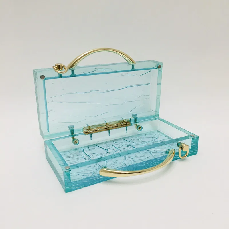YNSSK Blue Clear Acrylic Clutch Purse Inside View