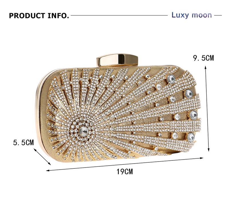 YNSSK Embellished Gold Clutch Size