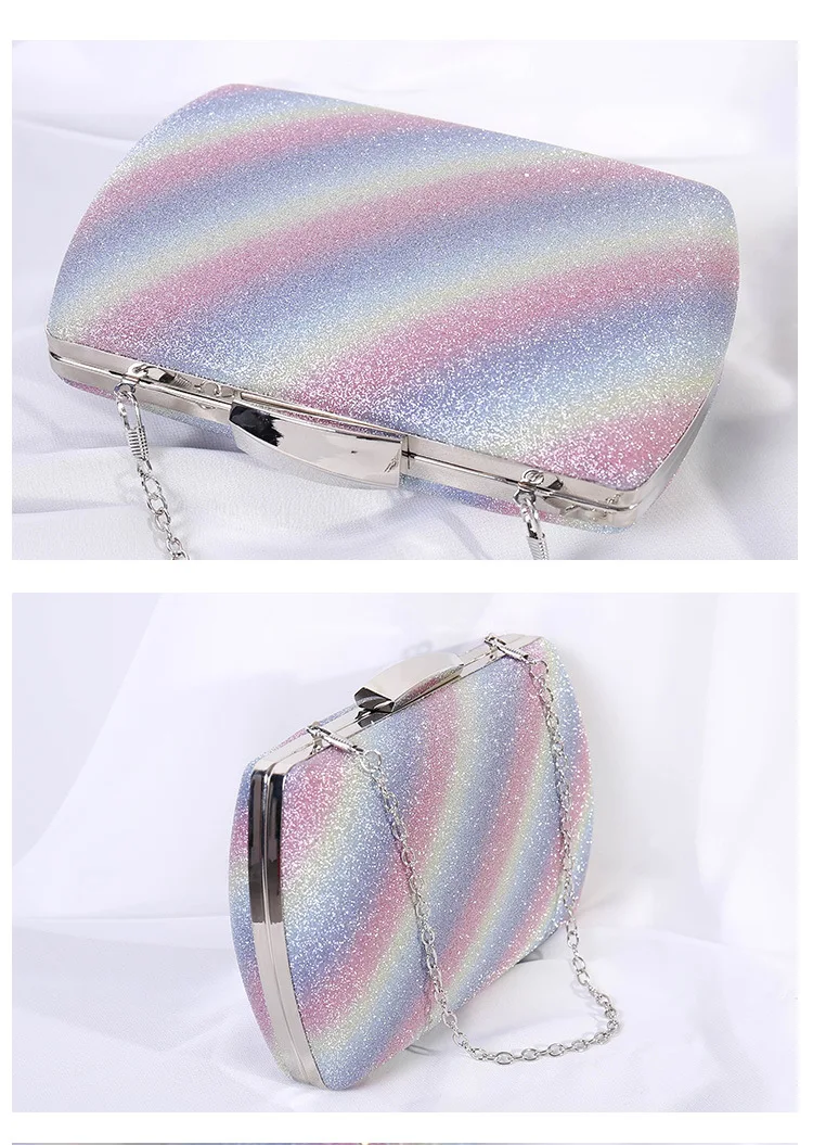 YNSSK Rainbow Glitter Clutch Side View