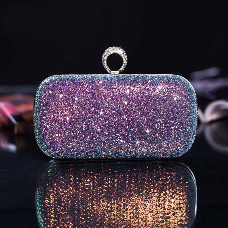 YNSSK Green Sequin Clutch Bag Front View