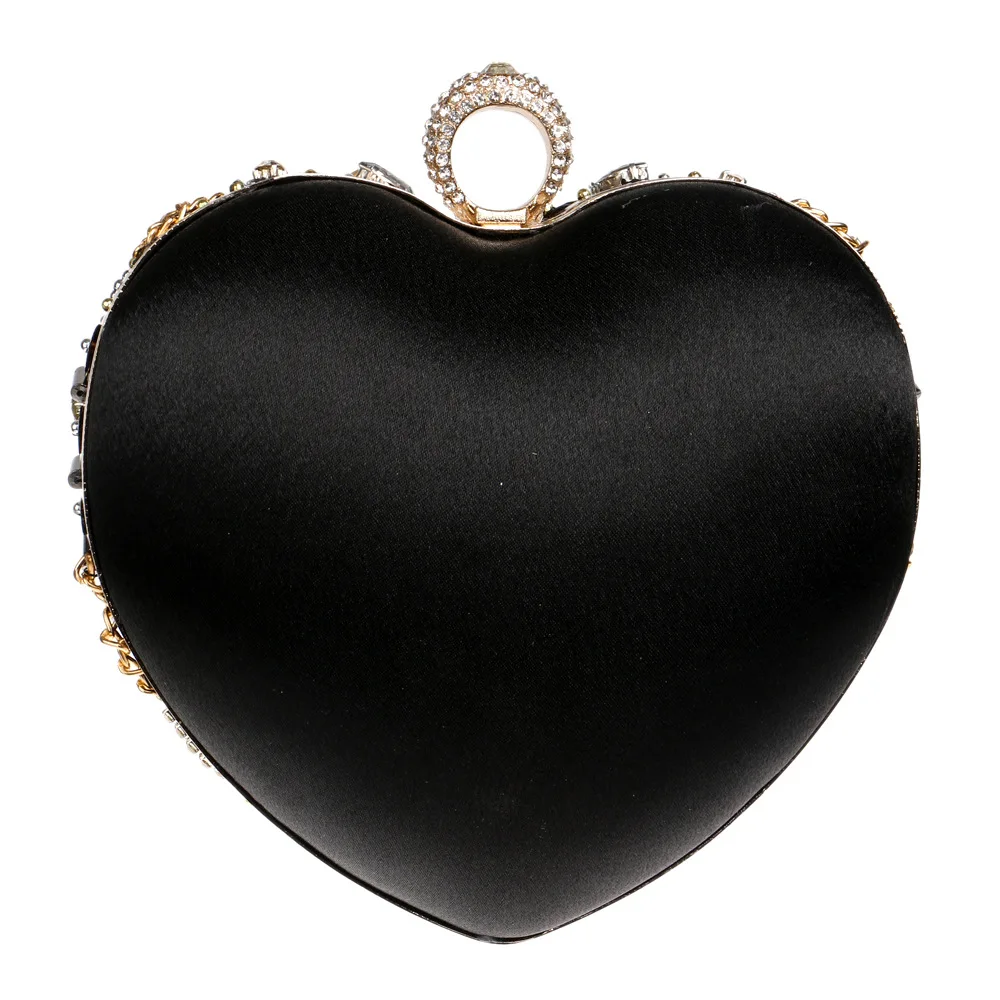 YNSSK Black Clutch Bag with Gold Chain Back View