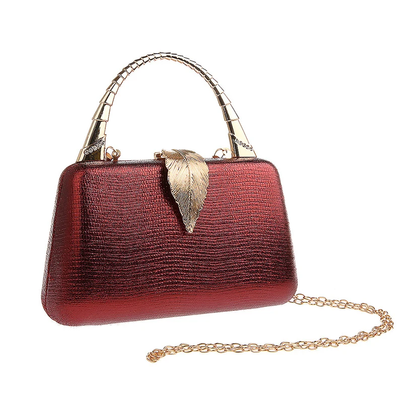 YNSSK Wine Red Leather Hand Clutch Front View