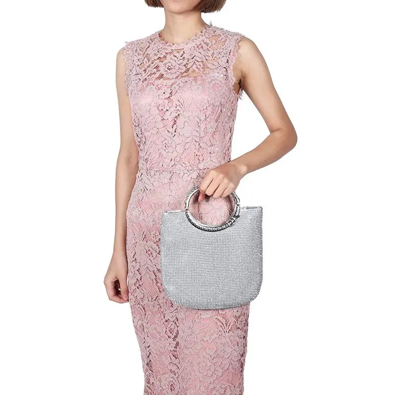 YNSSK Large Silver Clutch Bag Model Display