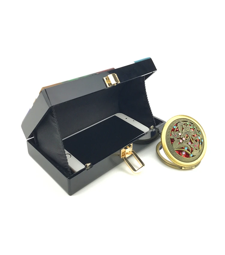 YNSSK Geometric Pattern Color Block Clutch InSide View