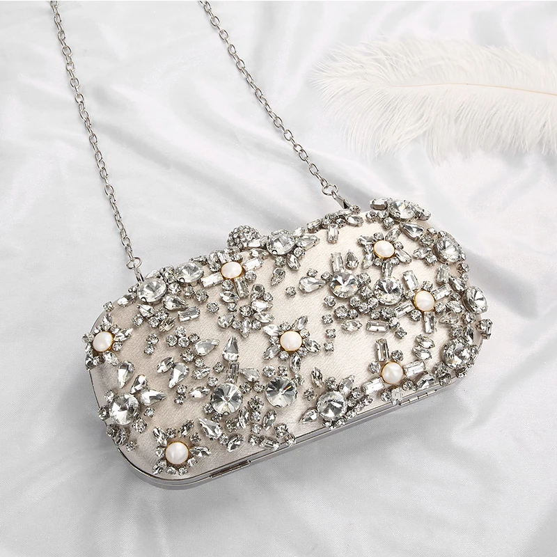 YNSSK Apricot Satin Clutches Evening Bags Front View