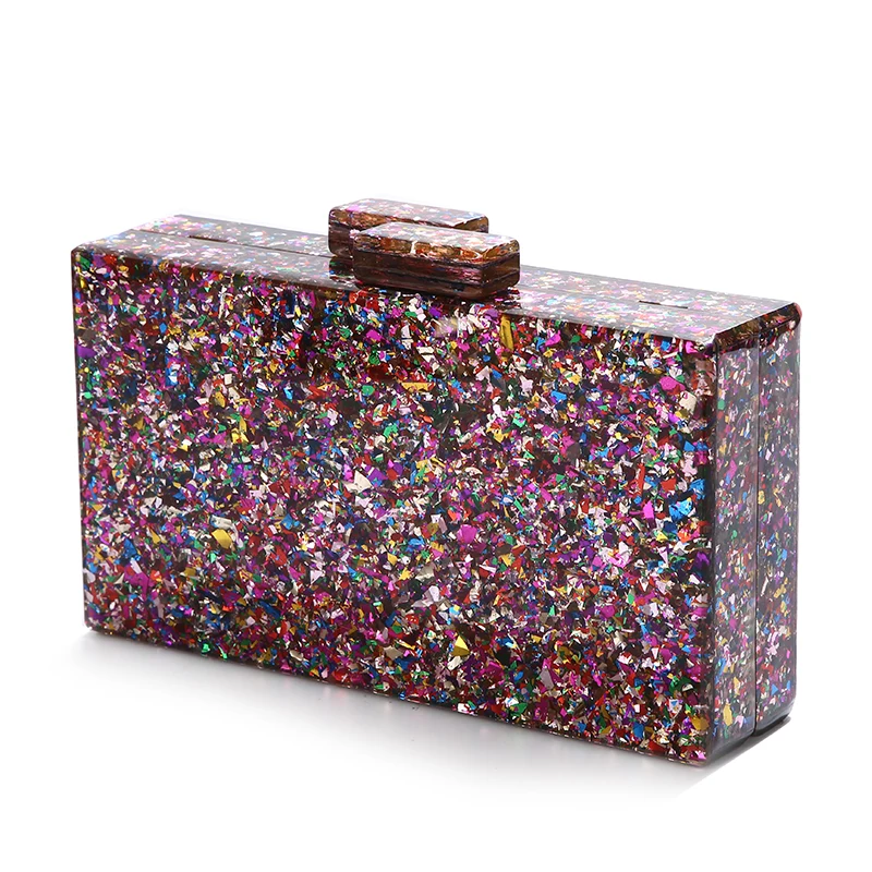 YNSSK Multicolor Sequin Acrylic Clutch Side View