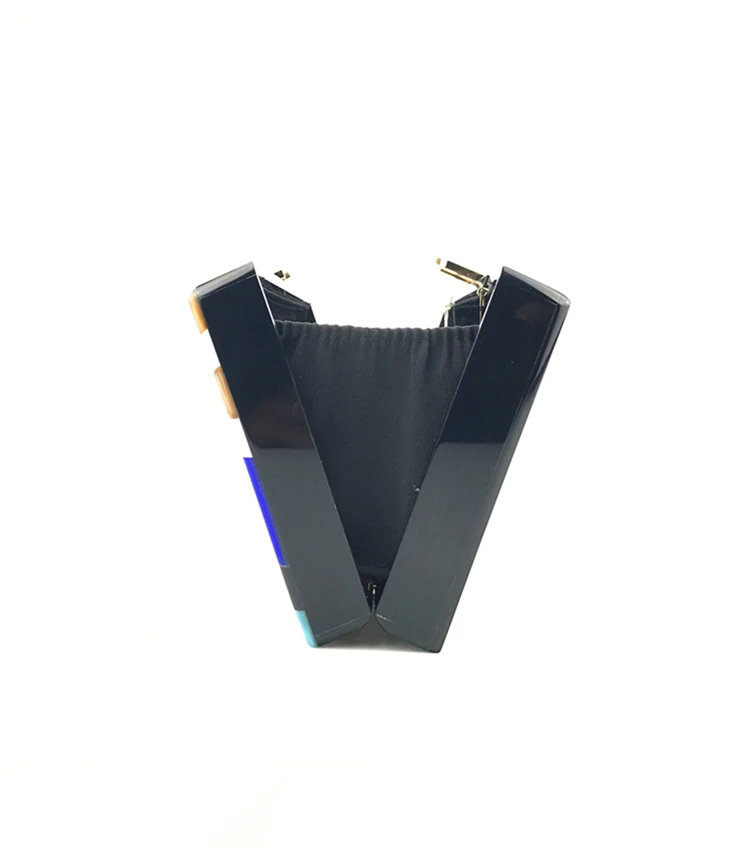 YNSSK Geometric Pattern Color Block Clutch Side View