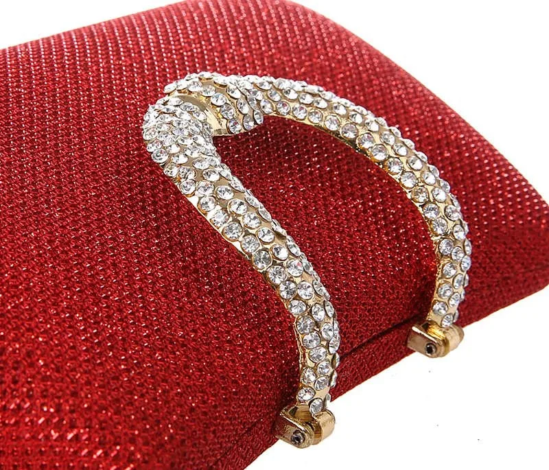 YNSSK Small Red Clutch Bag Shiny Closure