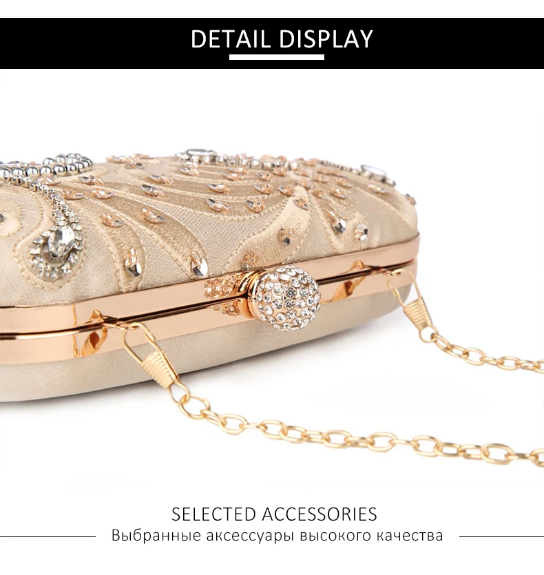 Lock Details on the YNSSK Embroidered Rhinestone Evening Bag