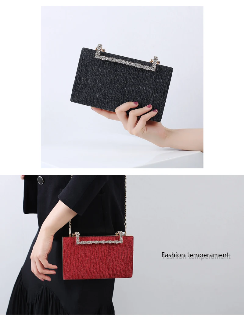 YNSSK Red Velvet Evening Bag Red and Black Model Display