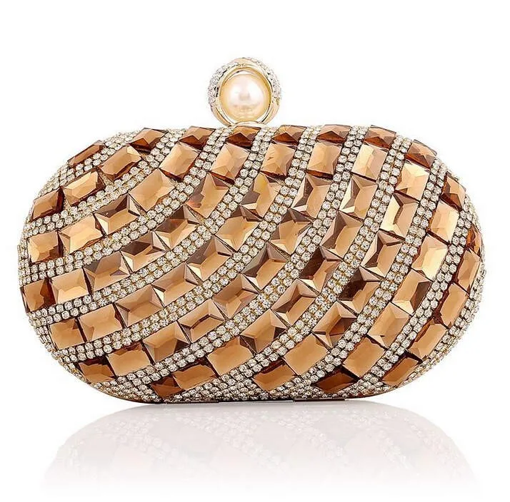 YNSSK Small Champagne Crystal Evening Handbag Front View