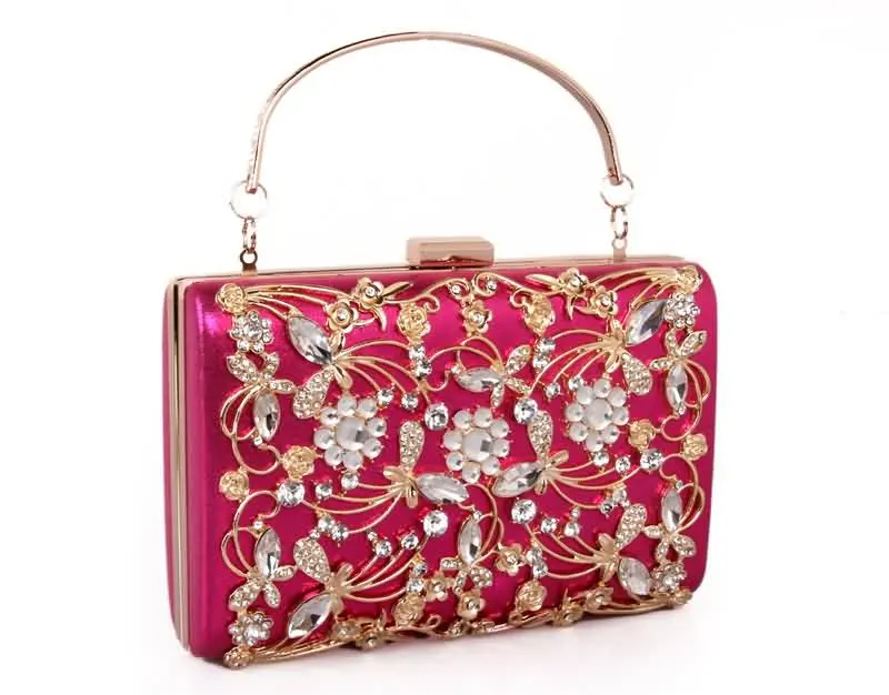 YNSSK Evening Clutches for Weddings Fuchsia Front View
