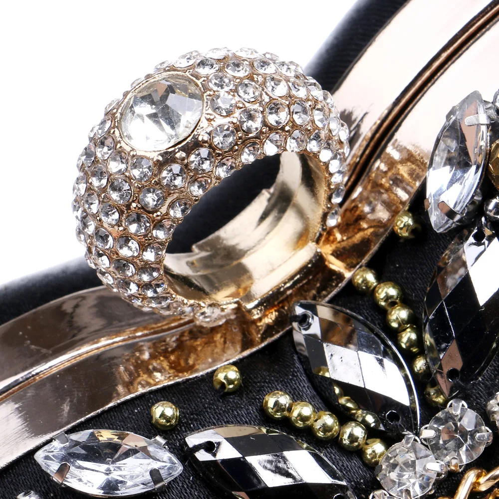 YNSSK Black Clutch Bag with Gold Chain Top Lock Detail