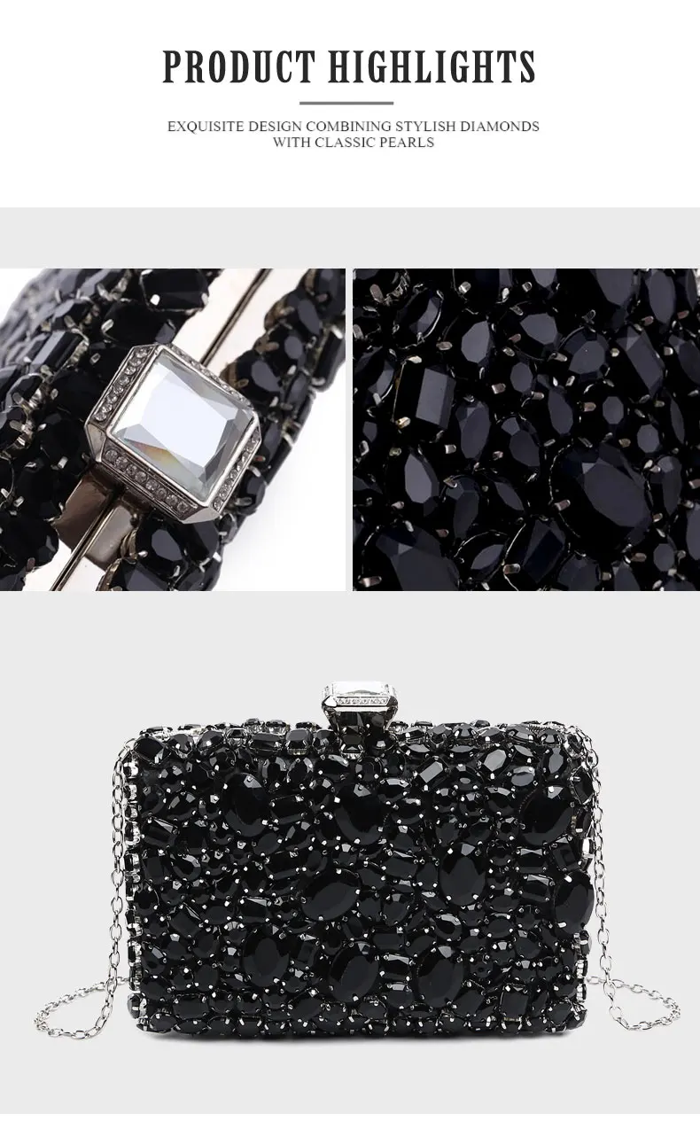 YNSSK Black Jewelry Clutch Bag Details