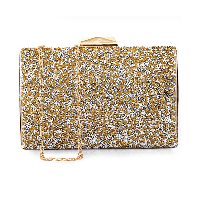 YNSSK Gold Sequin Clutch Bag Front View