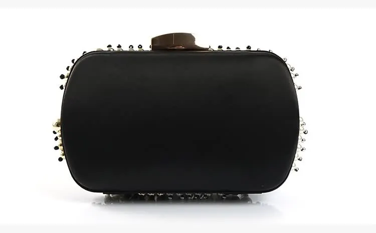 YNSSK Navy Beads Embroidered Evening Clutch Bag Back View