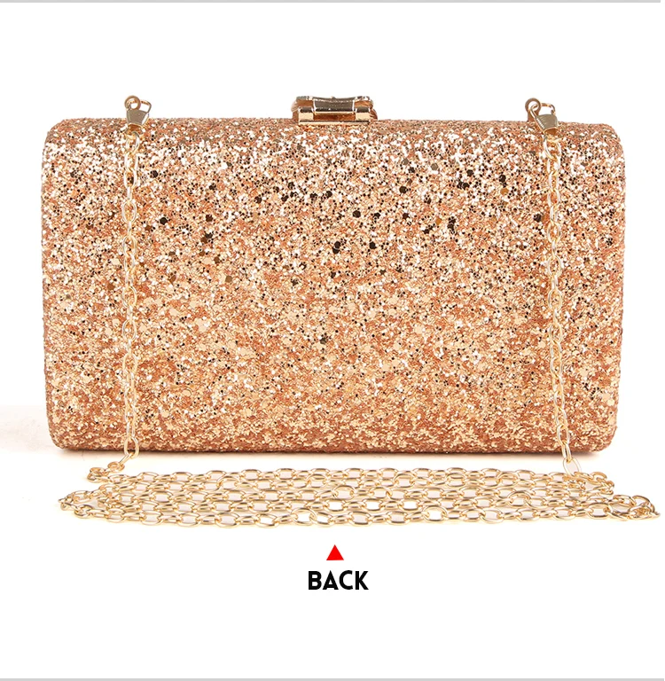 YNSSK Gold Sequin Clutch Bag Back View