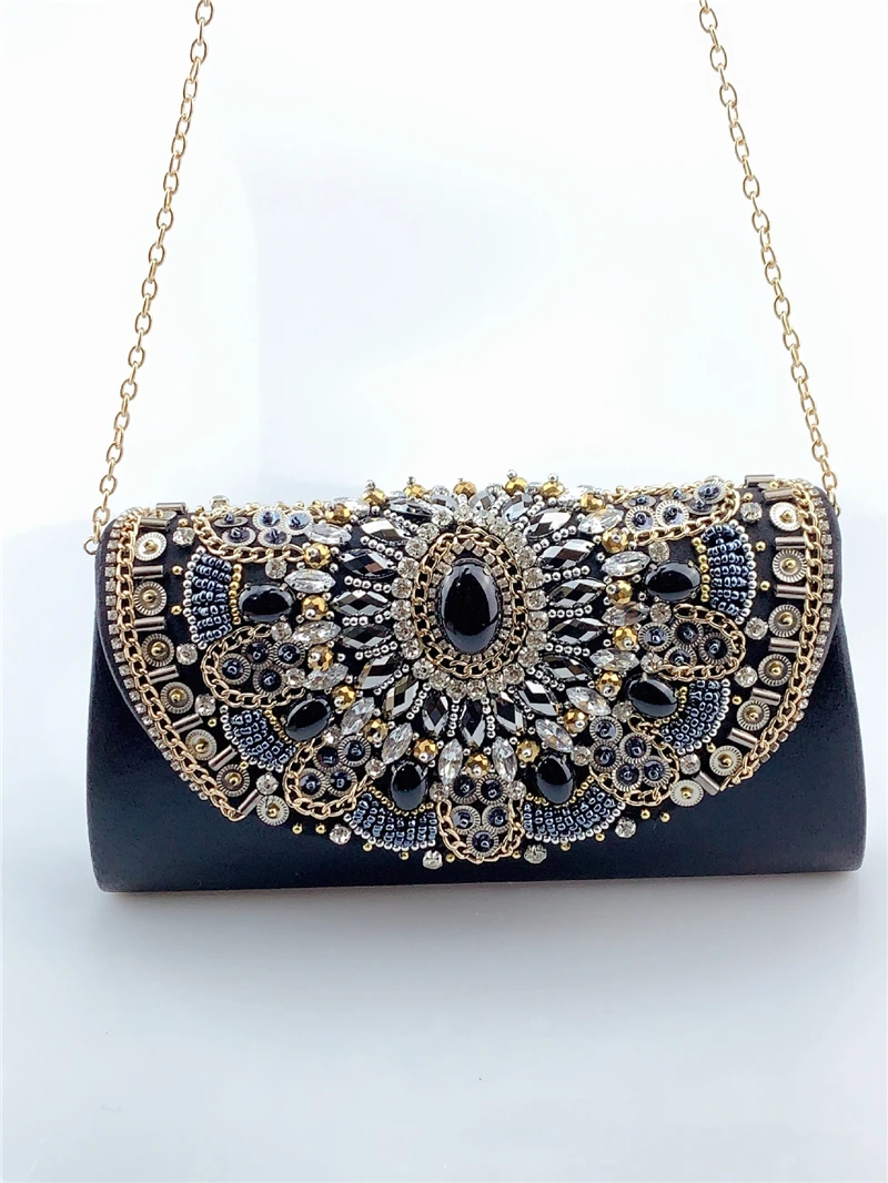 YNSSK Black Leather Envelope Purse Front View